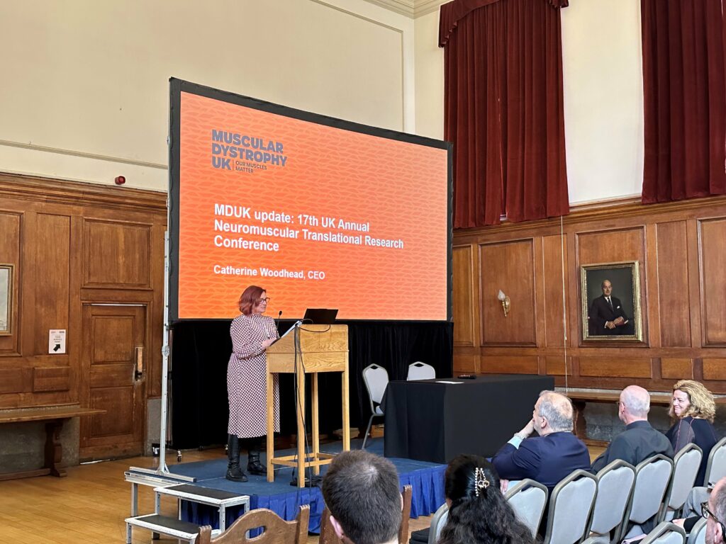 Muscular Dystrophy Ex-CEO speaking at an event