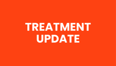 Orange background with white text that reads 'Treatment update'