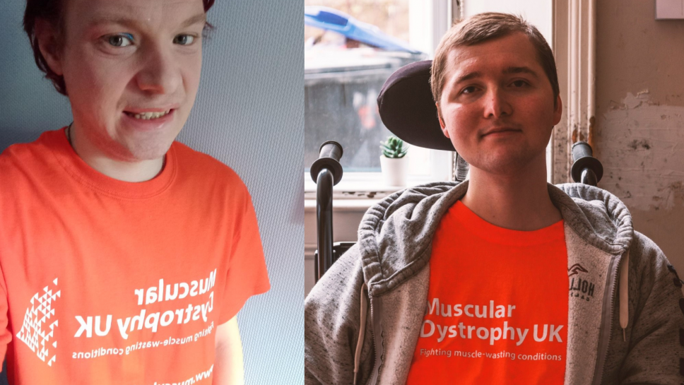 Collage of two photos, Peter in orange t-shirt and Jordan in orange t-shirt