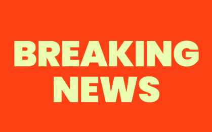 Orange graphic with 'BREAKING NEWS' written in lime green