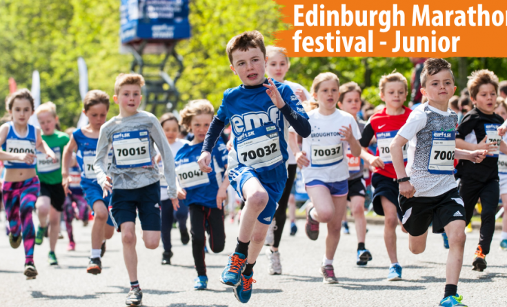 Junior runners taking part in an event at the Edinburgh Marathon festival 