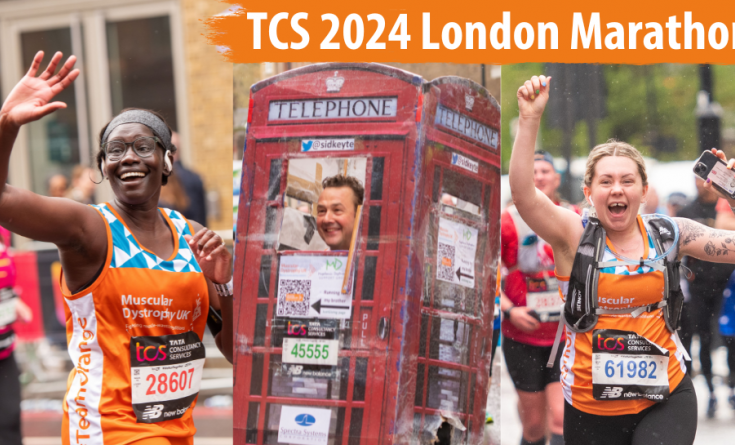 Members of #TeamOrange running at the London Marathon 