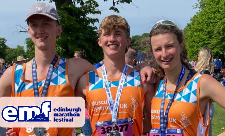 #TeamMDUK runners after finishing a race at the Edinburgh Marathon Festival