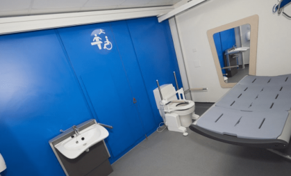 Changing Places toilet with blue wall