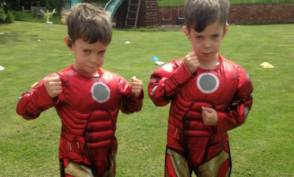 Oscar & Seb Spink dressed as Iron Man
