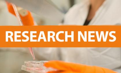 Image of researcher using pipette with overlay of words 'research news' 