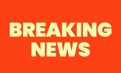 Orange graphic with 'BREAKING NEWS' written in lime green