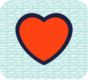 A pictogram of an orange heart